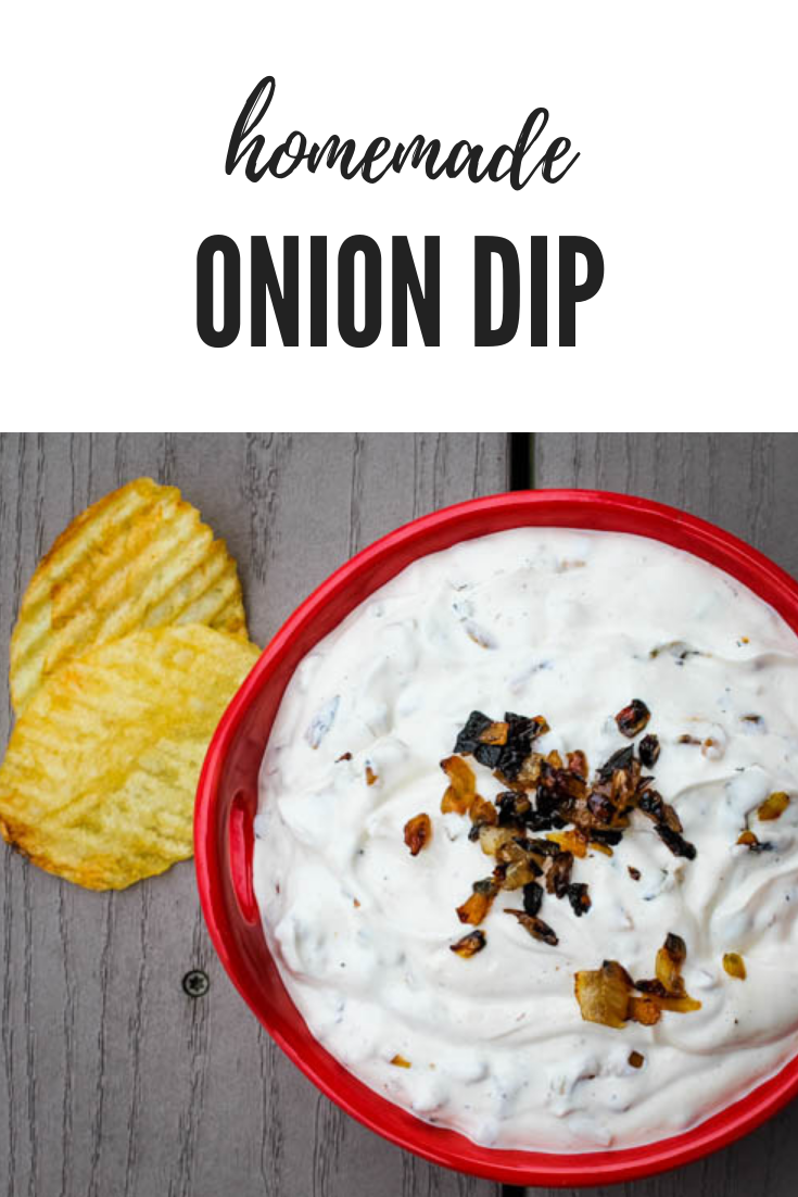 Caramelized onions infuse a traditional sour cream & mayonnaise combo to create a sweet homemade onion dip, a delicious accompaniment for fresh vegetables or salted potato chips.