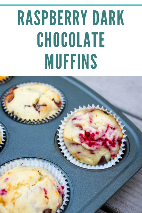 These Raspberry Dark Chocolate Muffins feature sweet, ripe berries, rich dark chocolate, and good-for-you Greek yogurt that is a delicious breakfast or snack.