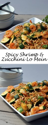 Spicy Shrimp and Zucchini Lo Mein on Books n' Cooks