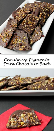 Cranberry-Pistachio Dark Chocolate Bark on Books n' Cooks