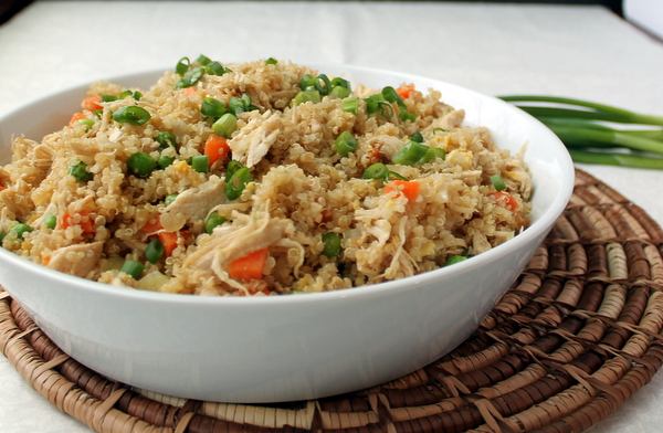 Chicken Fried Quinoa - Packed with shredded chicken and veggies, this protein-rich quinoa dish is a satisfying yet healthy lunch (or dinner!). 