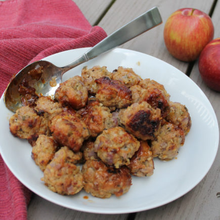 Italian sausage and shredded apple meatballs are delightful, sweet little appetizer bites, especially wonderful for fall and winter entertaining.