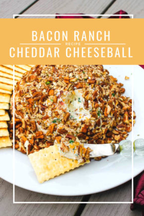 Salty bacon, zesty ranch and crunchy pecans make this Bacon Cheddar Ranch Cheeseball a hit. 