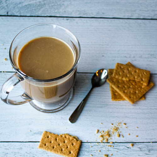 Skip the coffee shop latte and make one at home. Components for this Graham Cracker Latte can be prepped ahead and warmed just prior to serving, to give your morning a sweet, warm kick start. 