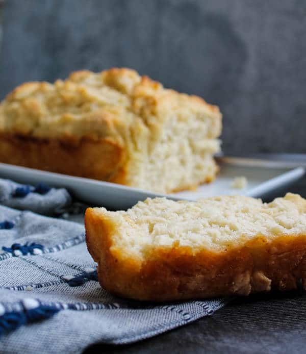 Six simple ingredients, 5 minutes of prep, and an hour in the oven and you get this Beer Bread. This dense, buttery bread is a favorite pairing for a hearty hot or cold dip, and in winter, your favorite chili or soup.