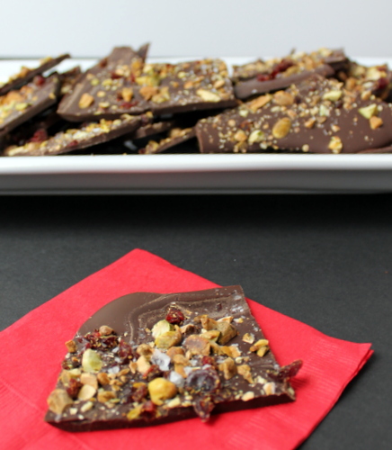 Cranberry-Pistachio Dark Chocolate Bark