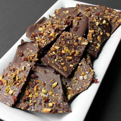 Cranberry-Pistachio Dark Chocolate Bark