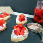 Herbed Goat Cheese Crostini w Vanilla Pickled Strawberries