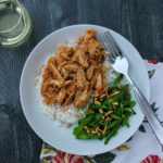 Sweet slow cooker Honey Sesame Chicken can be prepped in just 10 minutes. Serve with rice and a veggie for a complete, quick meal.