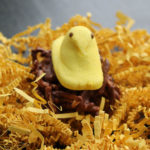 Chick's Nests: Free-form chocolate-butterscotch "nests" (aka Haystacks) topped with a bright and colorful PEEPS Chick are a fun, no-bake Easter treat to make or share with the special kiddos in your life. 