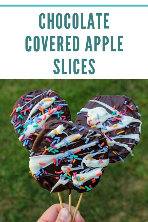 Sweet apples get coated in rich dark chocolate for an easy sweet treat.