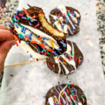 Chocolate Covered Apples Slices - Sweet apples get coated in rich dark chocolate for an easy sweet treat.