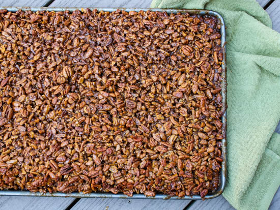 Shortbread topped with loads of sweet pecans have all the best flavors of pecan pie but served as a finger food perfect for fall and winter parties. Bonus: These Pecan Pie Bars make a ton and freeze beautifully, making it a great make ahead dessert for fall entertaining. 