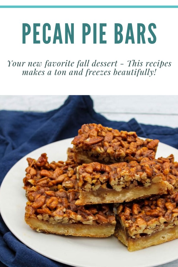 Shortbread topped with loads of sweet pecans have all the best flavors of pecan pie but served as a finger food perfect for fall and winter parties. Bonus: These Pecan Pie Bars make a ton and freeze beautifully, making it a great make ahead dessert for fall entertaining. 