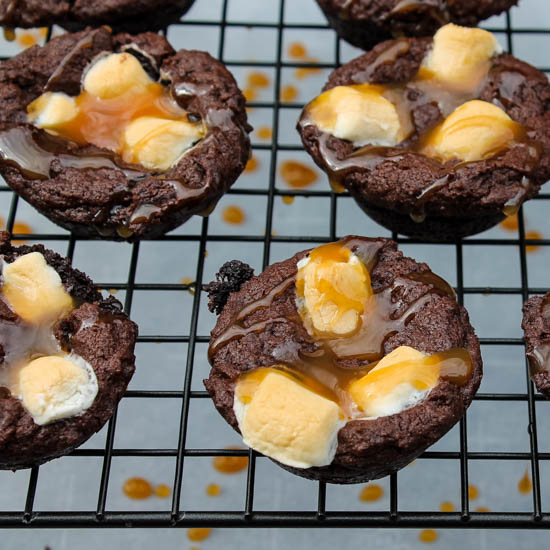 These Kahlua Hot Chocolate Cookies are a rich, decadent bite for your holiday dessert table. A soft pillow of chocolate, with a touch of Kahlua, topped with marshmallows and a caramel drizzle, what's not to love? 