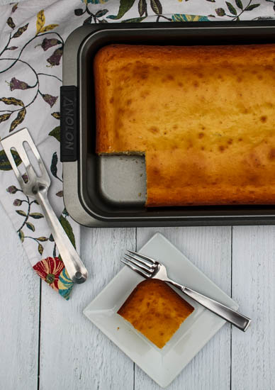 My family's Sponge Cake is just barely sweet, light with little pockets of air throughout. Enjoy it on it's own for snack, afternoon tea, or dessert, or sweeten it with fresh fruit and whipped cream.