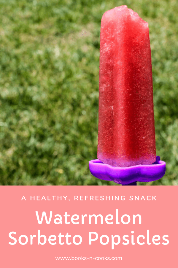 Fresh watermelon juice is sweetened every so slightly, studded with mini chocolate chip "seeds" and then frozen into Watermelon Sorbetto Popsicles - a refreshing, healthy summer treat. 