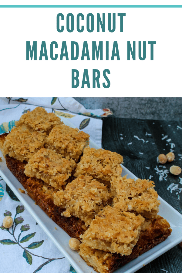 These Coconut Macadamia Nut Bars are an unexpected, bar cookie - a shortbread crust topped with a sweet and salty mix of coconut and macadamia nuts.