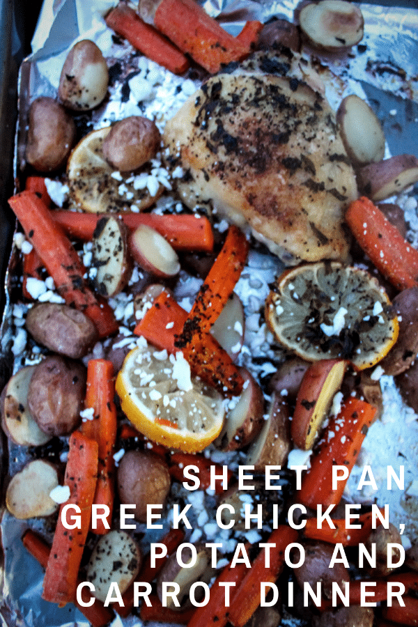 This Sheet Pan Greek Chicken, Potato and Carrot Dinner is one that I make again and again. Only one dirty pan, a well-balanced meal, adaptable, and flavorful, it’s a winner all around! 