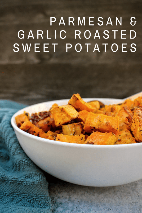 Parmesan & Garlic Roasted Sweet Potatoes on Books n' Cooks