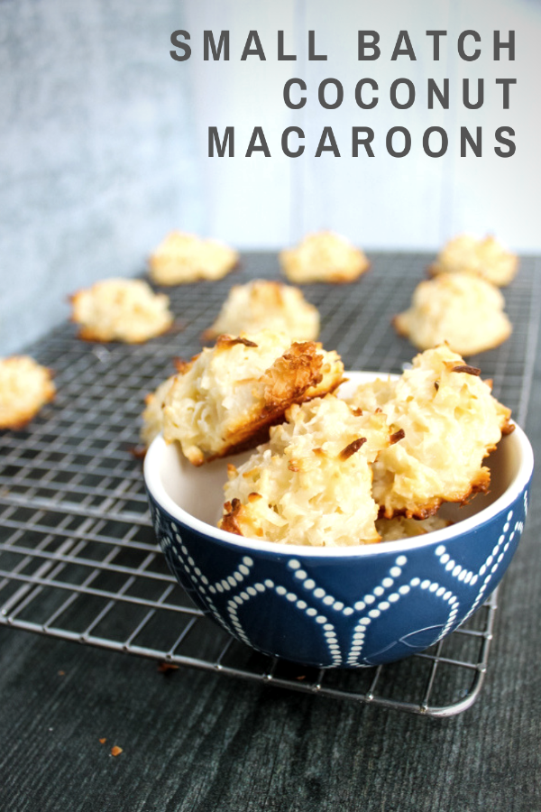 Small Batch Coconut Macaroons are 5-ingredient bites of sweet coconuty goodness. The cookies take just 5 minutes of prep and 15 minutes of baking before you get a sweet treat. 