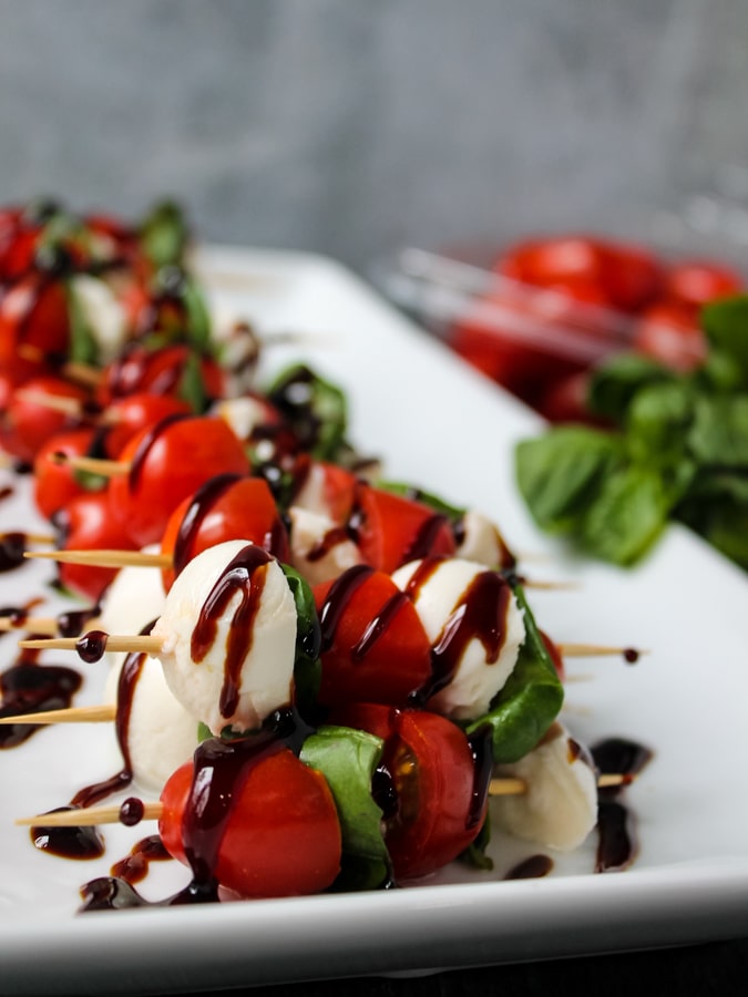 Caprese Skewers with Balsamic Glaze ⋆ Books n' Cooks